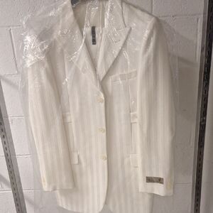 Elegant White Striped Boys 2 Piece Suit